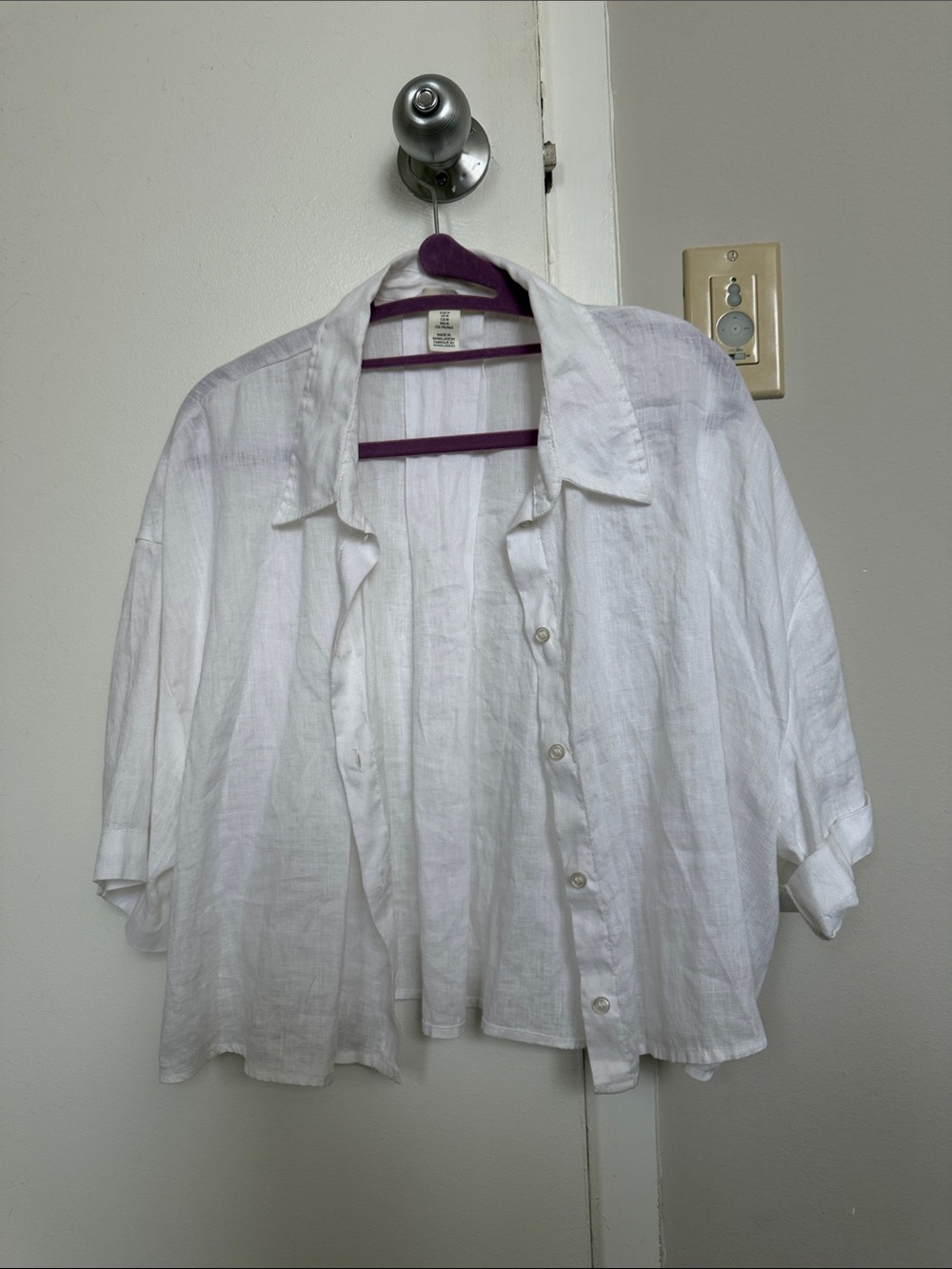 White Linen Button-Front Women’s Shirt